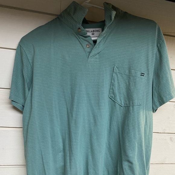 BILLABONG SEA GREEN MEN MEDIUM POLO POCKET SHIRT NWOT EUC - Picture 3 of 7